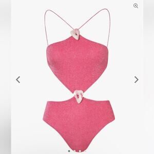 Baobab Kira One Piece Swimsuit Seashell Metallic Mauve Pink Sz M